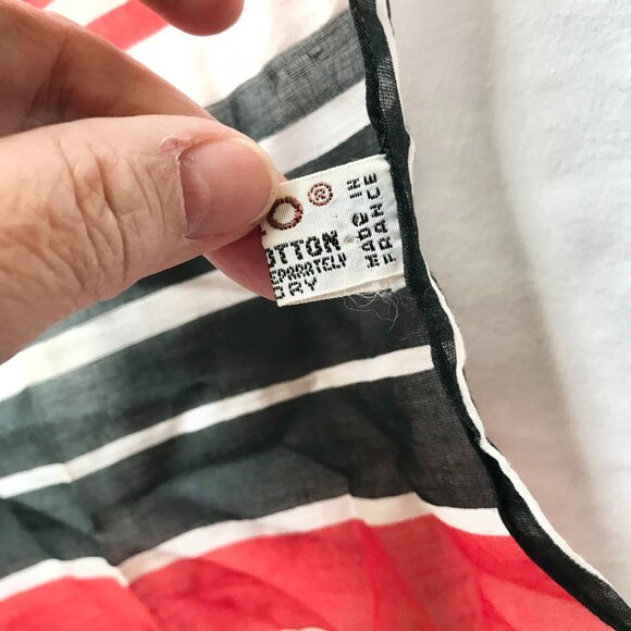 Vintage ECHO Striped Scarf Wrap Shawl Cotton Red Black Stripes 12 X 54" France - Picture 8 of 13